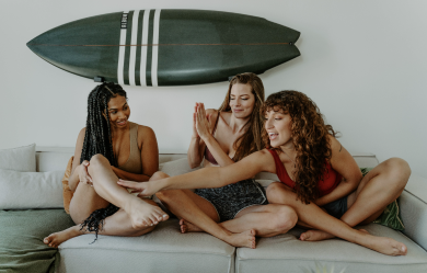 women show off the smooth after shave leg